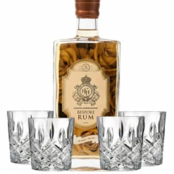 HH Bespoke Rum With Markham Marquis By Waterford Double Old Fashioned Glasses
