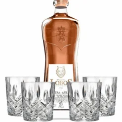 Lobos 1707 Tequila Extra Añejo With 4 Markham Marquis By Waterford Double Old Fashioned Glasses
